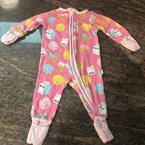 Little Sleepies Pink One Piece with Cute Snack Print